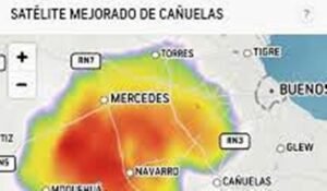 Alerta tormenta que avanza de oeste hacia el esté en dirección de la ciudad autónoma de Buenos Aires.