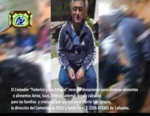 Cañuelas, el comedor federico y sus amigos necesita ayuda para su labor solidaria.