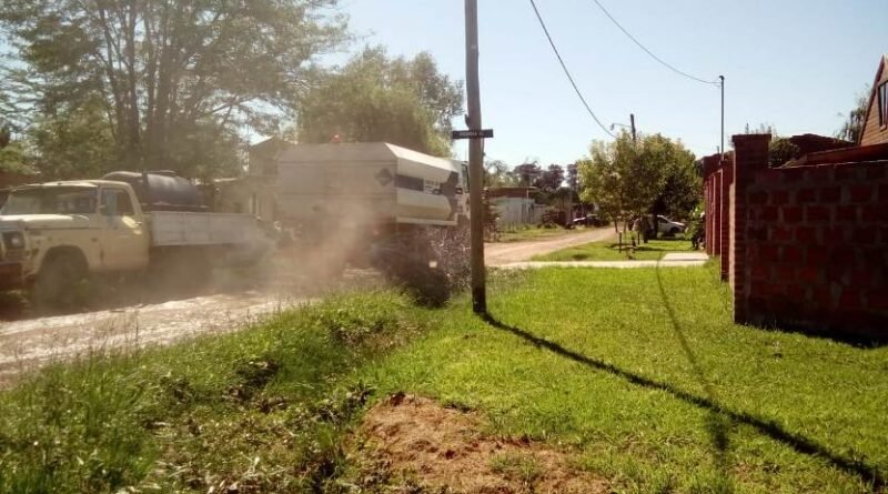 Cañuelas, prosiguen los trabajos de desinfección en diversos puntos del distrito.