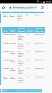 Cañuelas edesur a las 19:45, 28 segundos supuestamente restituyen la energía eléctrica.