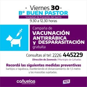 Cañuelas: operativo de vacunación antirrábica en el barrio buen pastor.