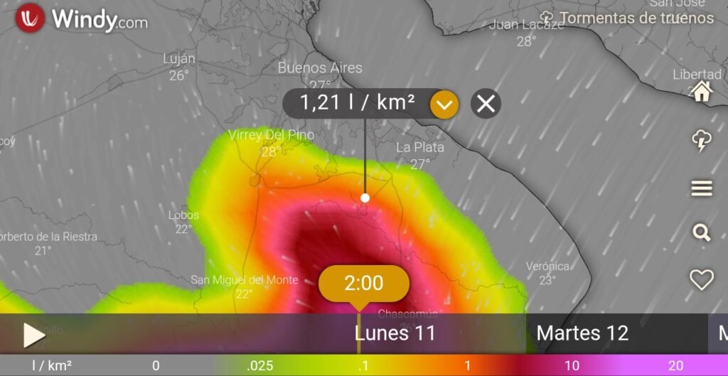 Cañuelas, Alerta meteorologíca por tormentas fuertes, y a oscuras por la falta de mantenimiento de EDESUR.