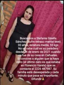Cañuelas, se busca desesperadamente a stefania gisela sánchez.