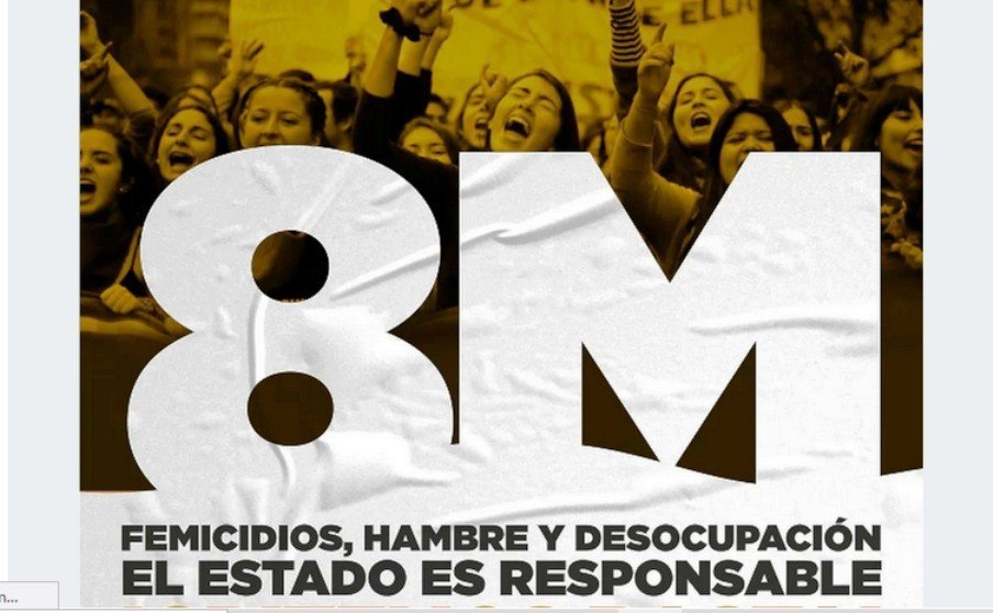 Biasi: "El 8m vamos de Congreso a Plaza de Mayo contra los femicidios, el hambre y la desocupación. El Estado es responsable de esta realidad."