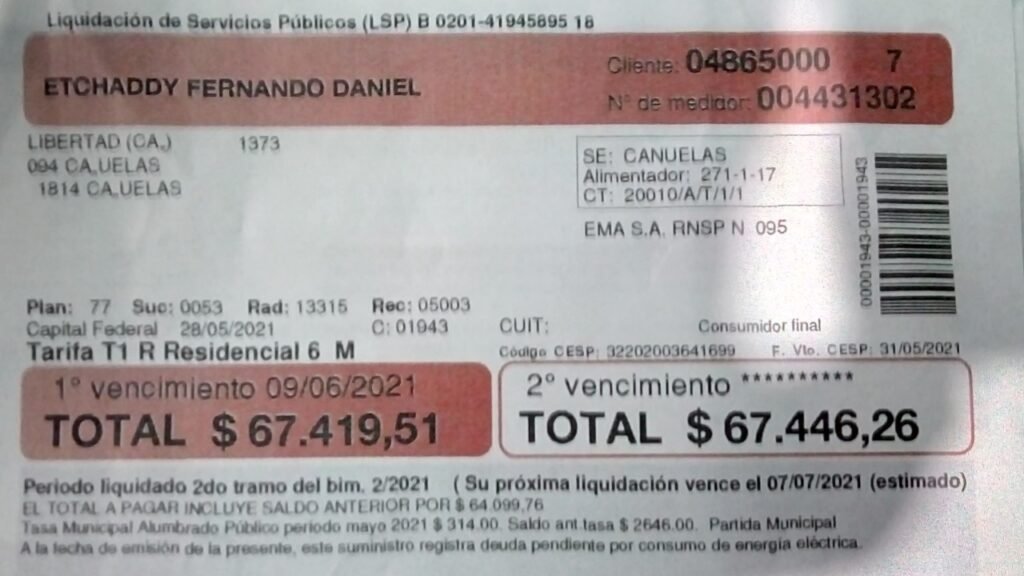 Edesur Cañuelas – sobrefacturacion en boletas de las viviendas, en el Gobierno de Fernández.