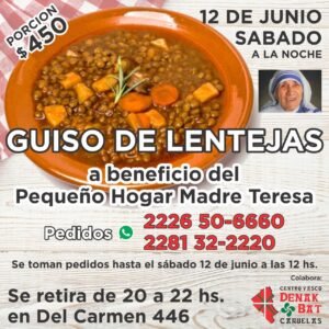 Cañuelas – guiso de lentejas a beneficio del pequeño hogar madre teresa.
