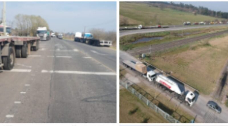 Cañuelas Empresa  Loma Negra – conflicto sindical Camioneros corto el ingreso y salida de los camiones.