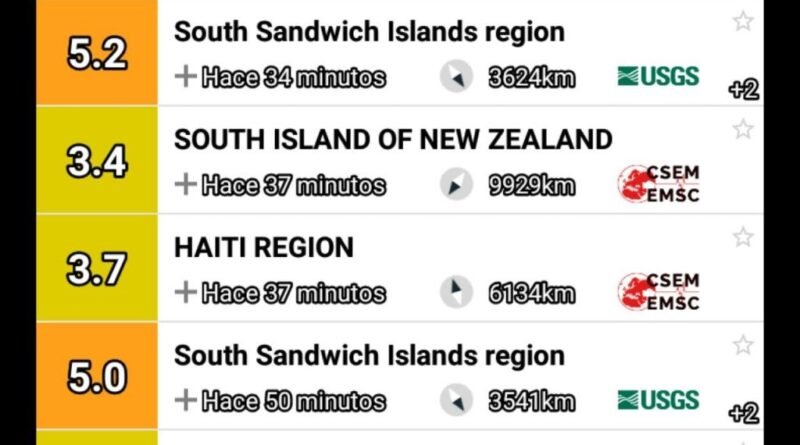 Alerta en las islas Sandwich del sur, la actualidad sísmica cada 30 minutos con sismos de 5.1 en la escala Richter.