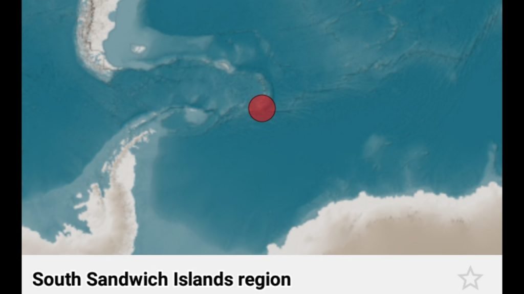 Atlántico Sur Islas Sandwich - sismo de 8.1 reducido a 6.3 escala de Richter Alerta.