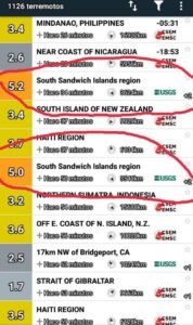 Alerta en las islas sandwich del sur, la actualidad sísmica cada 30 minutos con sismos de 5.1 en la escala richter.