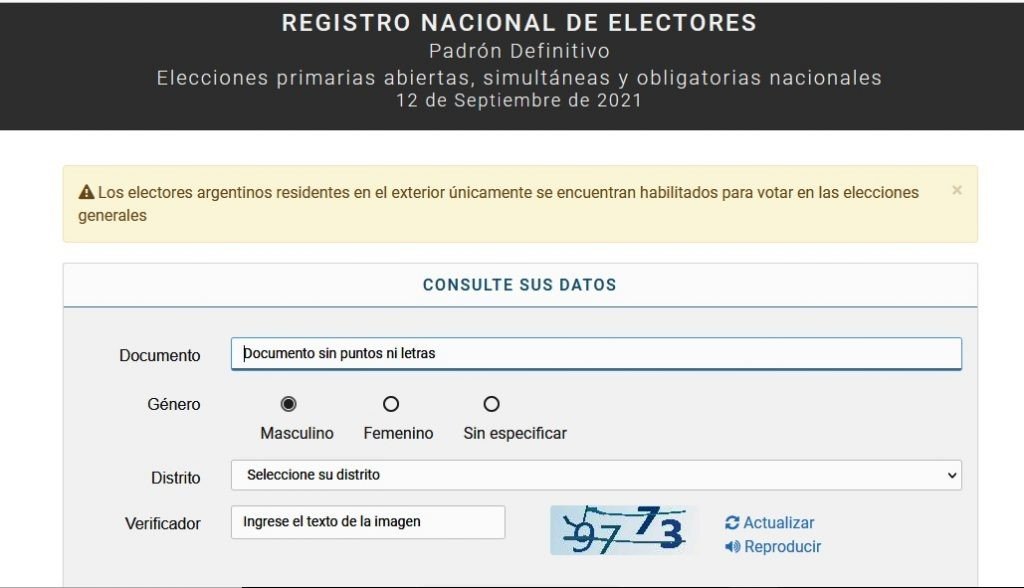 Padrón Definitivo, “fíjate donde votar “en la primarias abiertas, simultaneas y obligatorias nacionales.