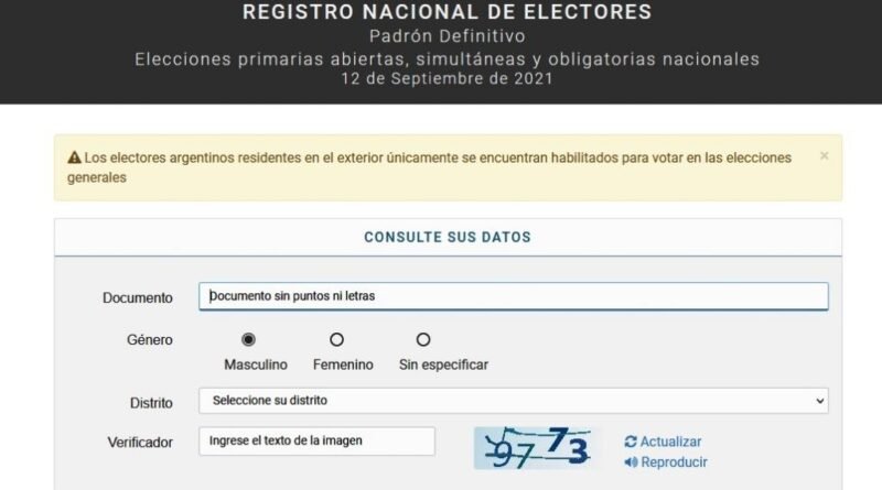 Padrón Definitivo, “fíjate donde votar “en la primarias abiertas, simultaneas y obligatorias nacionales.