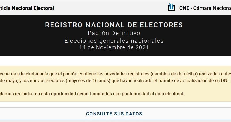 Consulta el padrón electoral domingo 14 de noviembre 2021