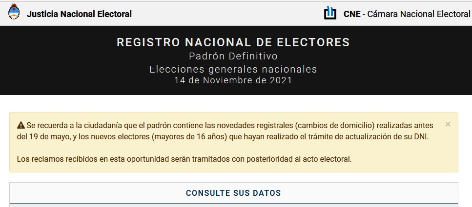 Consulta el padrón electoral domingo 14 de noviembre 2021