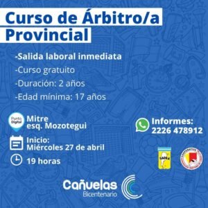 Cañuelas – curso de árbitro provincial.