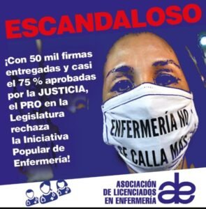 La ale – denuncia que la legislatura bloquea otra vez el reconocimiento a enfermería.