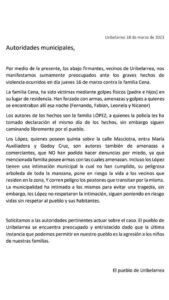 Uribelarrea cañuelas violencia con armas  de una familia a otra.
