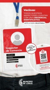 Lobos –  los inspectores tienen una credencial con código qr para la verificación.