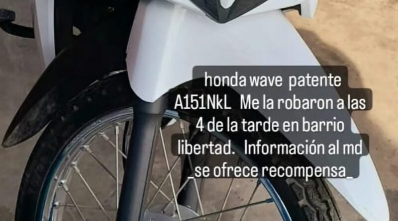 Cañuelas Barrio Libertad - Robaron una moto a una empleada mientras trabajaba en un Comercio.