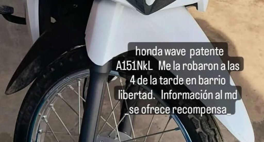 Cañuelas Barrio Libertad - Robaron una moto a una empleada mientras trabajaba en un Comercio.