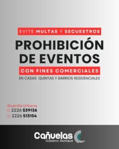 Cañuelas – prohibición de eventos comerciales en casas quintas y barrios residenciales.
