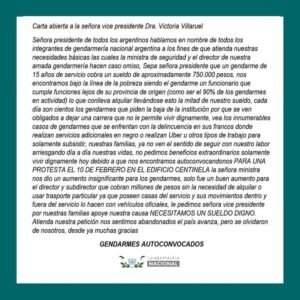 Gendarmes policías y militares –  protestan por el aumento de salarios a partir del 10/02/2025