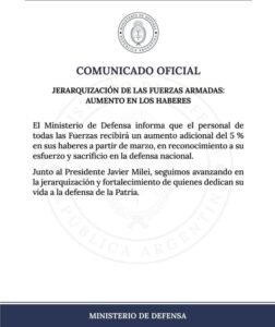 Gendarmes policías y militares –  protestan por el aumento de salarios a partir del 10/02/2025