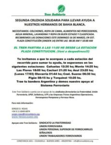 Tren Solidario a Bahía Blanca este Domingo 16/03/11:00 hs. Cañuelas 12:30 hs. - wp 17420183250515788786968466870678