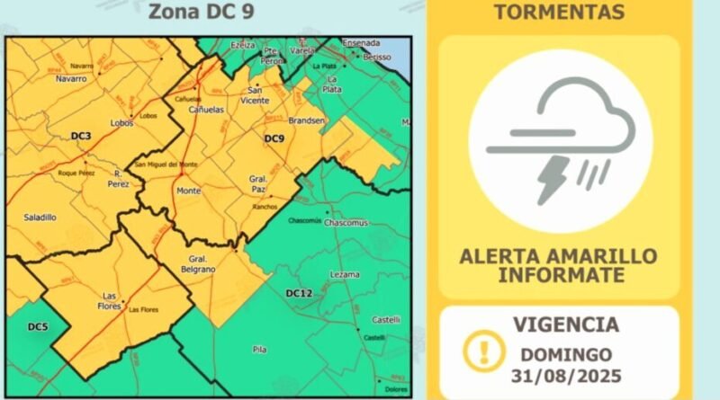 Alerta Amarilla por Ciclogénesis -  Provincia de Buenos Aires
