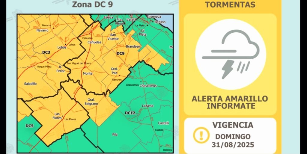 Alerta Amarilla por Ciclogénesis -  Provincia de Buenos Aires