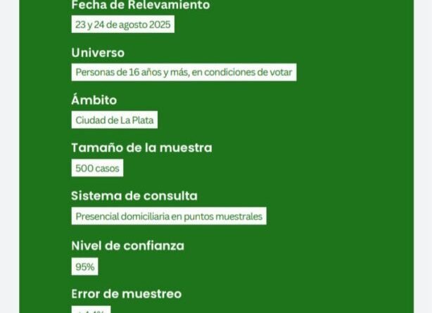 La Plata Encuesta-  Fuerza Patria lidera con leve ventaja, pero los indecisos marcarán la elección- 