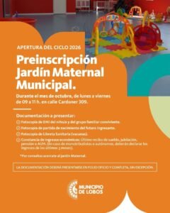 Lobos Abre la Preinscripción para el  Jardín Maternal Municipal 2026 - wp 17581345319736809716776015405153