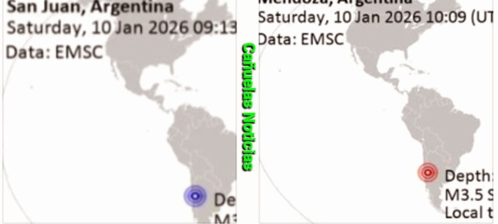 Argentina Dos sismos leves sacudieron  en la madrugada del sábado 10/01/2026.